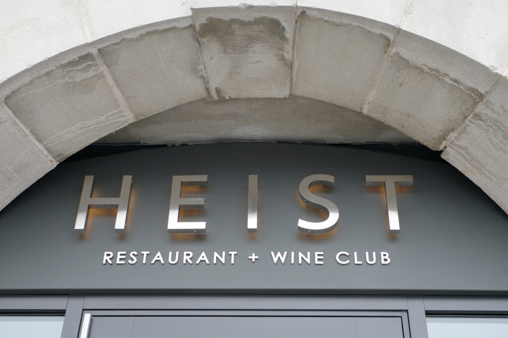 HEIST Restaurant + Wine Club Exterior Signage